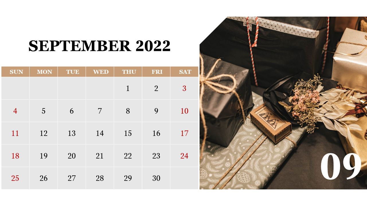 September 2022 PowerPoint Calendar